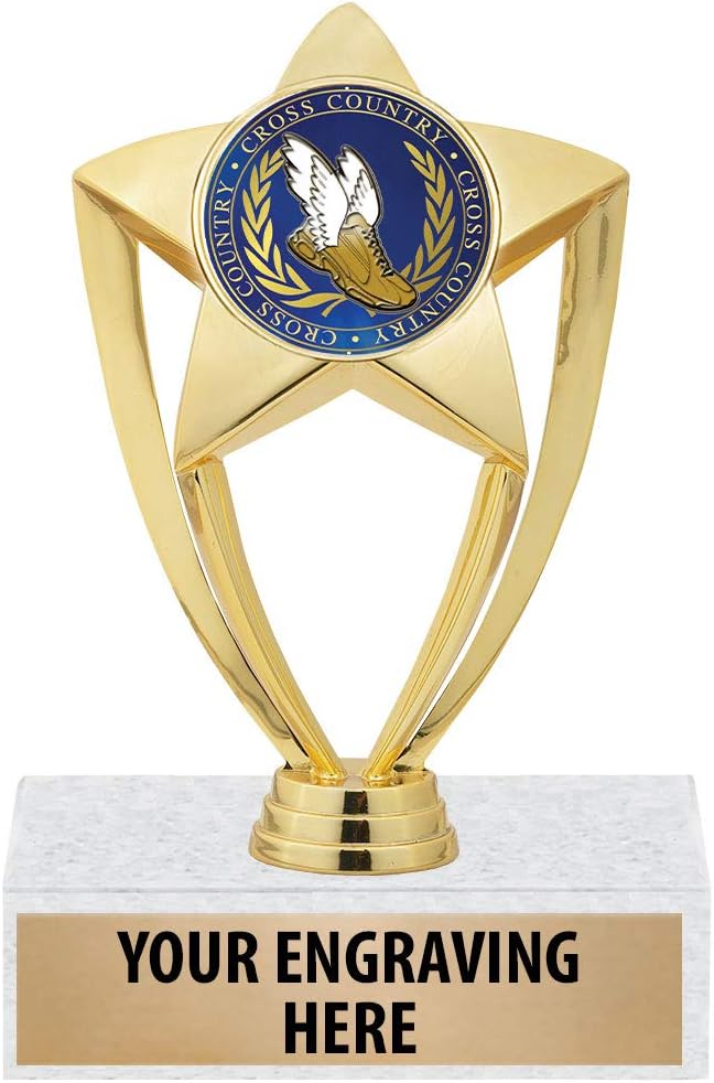 6" Gold Star Running Trophies - Cross Country Running Trophy Awards