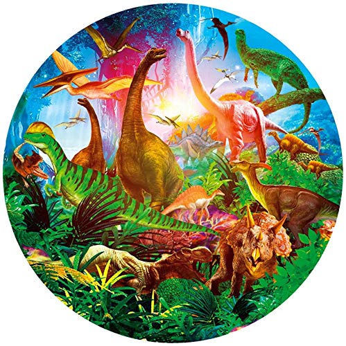 1000 Piece Dinosaur World Round Jigsaw Puzzle, Vibrant Color Challenge Round Educational Intelligence Games Toys Jigsaw Puzzle