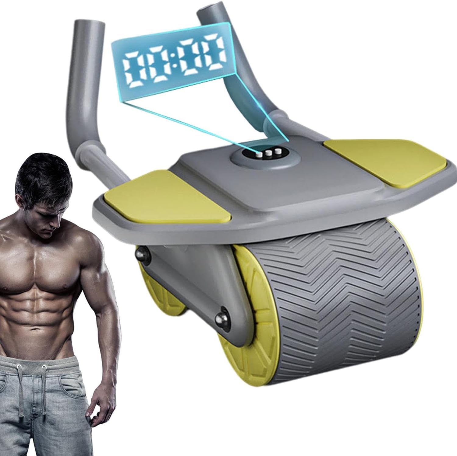 BLURISM Ab Roller, Abdominal Exercise Roller with Intelligent Timing Wheel, Elbow Support Exercise Wheel with Adjustable Angles, Automatic Rebound Abdominal Wheel for Core Workout, Strength Training