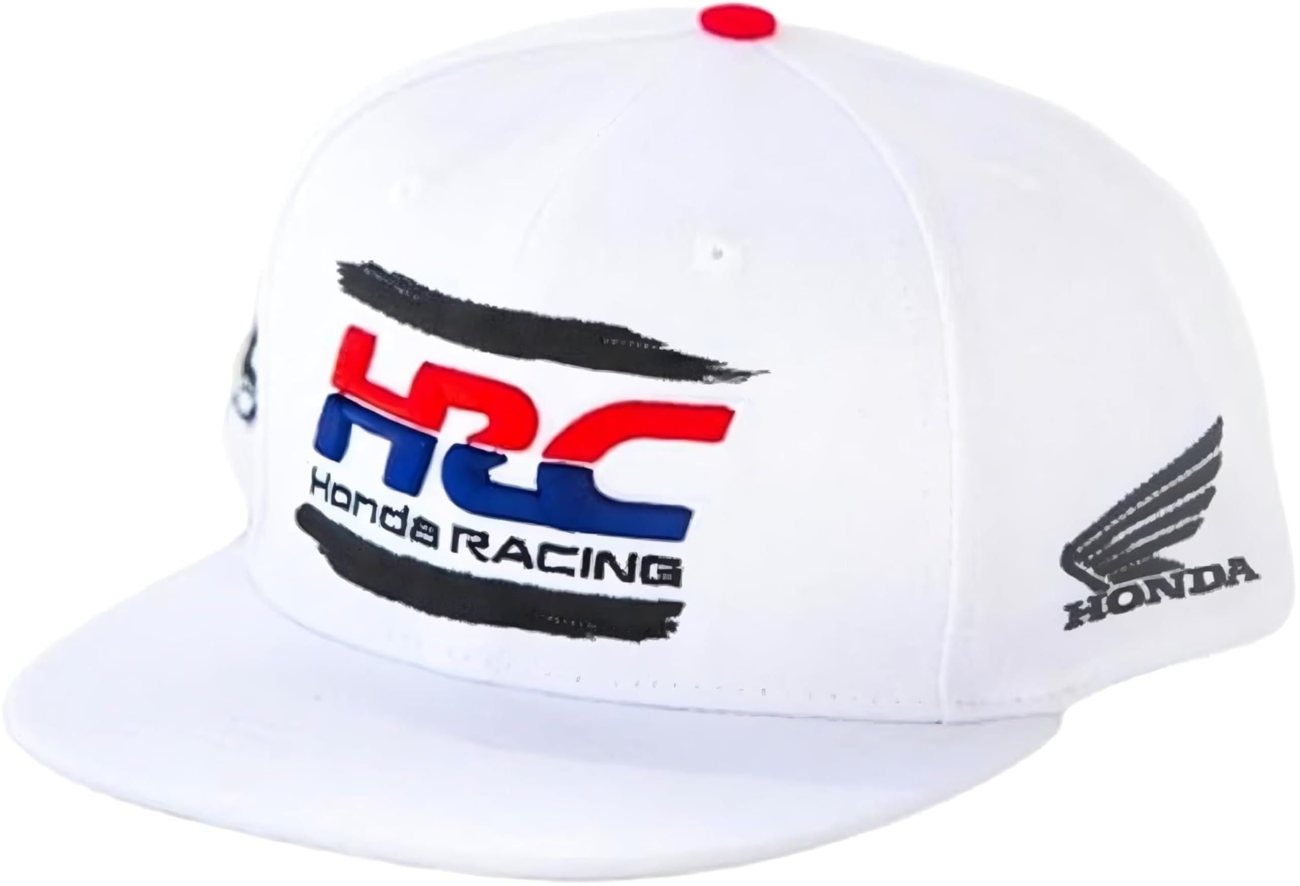 Snapback Hat – Compatible with Honda HRC Fans – White Flat Brim Cap – One Size Fit for Motocross and Off-Road Riders