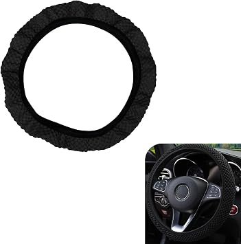 Car Steering Wheel Cover, Ice Silk 3D Massage Mesh Breathable without Inner Ring Steering Wheel Cover, Elastic Easy Grip Anti-Slip Protector for 14.5"-15", Universal for Cars Black