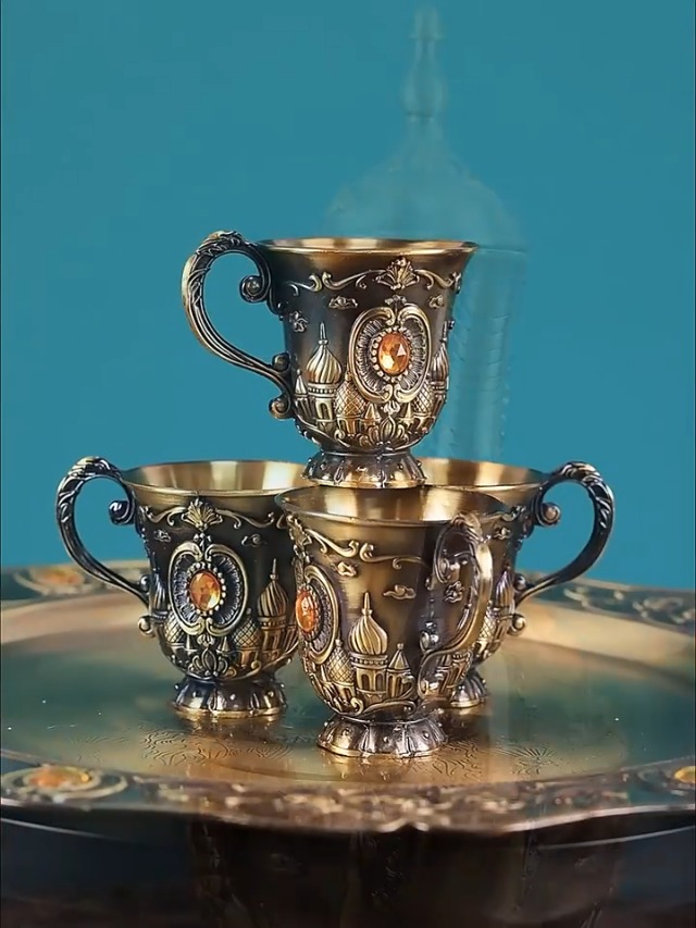 Amazon.com | Vintage Turkish Coffee Pot Set for 6 Including Tray