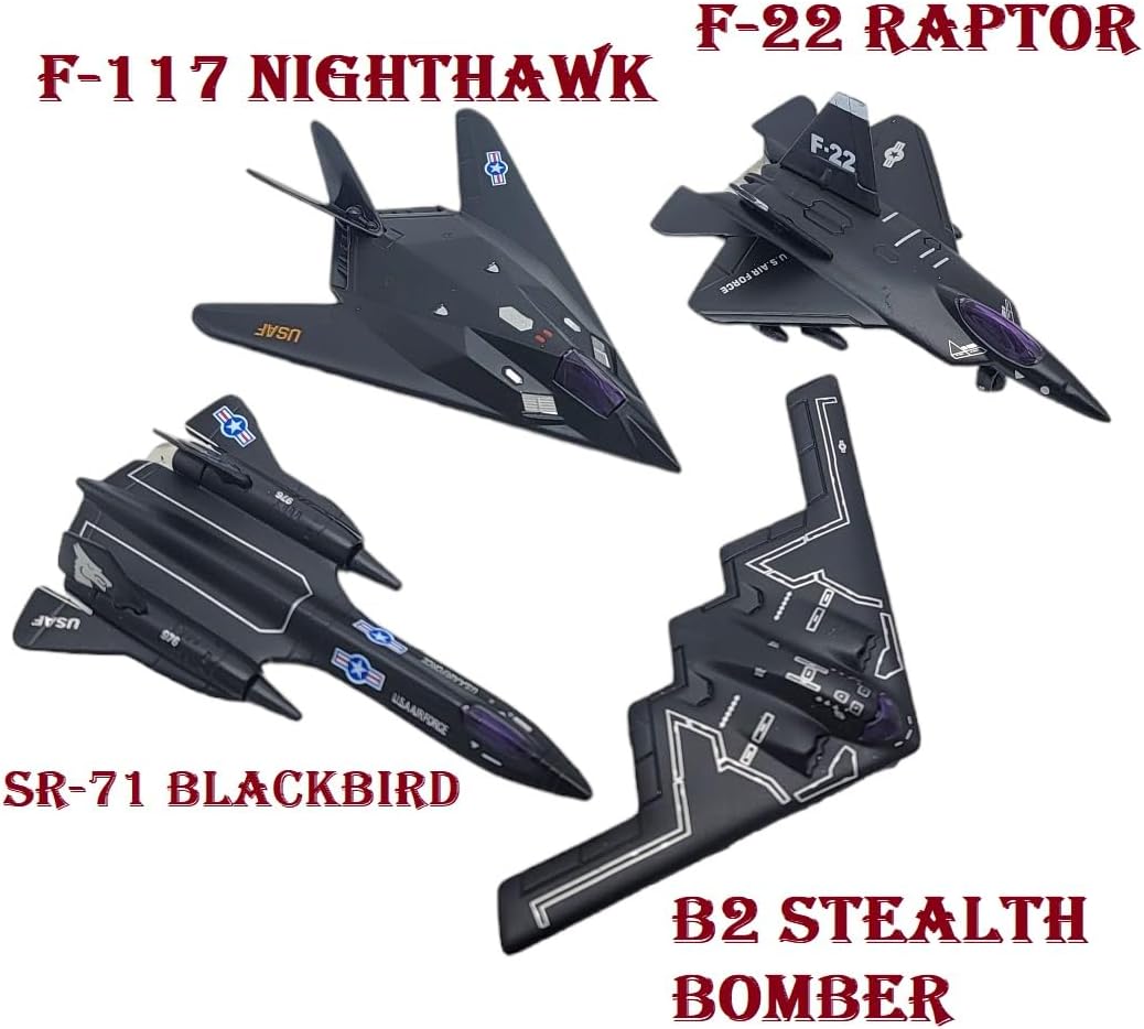 Zugar Land Die-Cast Pullback Stealth Bomber Models (4.25"-5.25") SR-71 Blackbird, F-22 Raptor, F-117 Nighthawk, B2 Bomber (B2 Bomber)