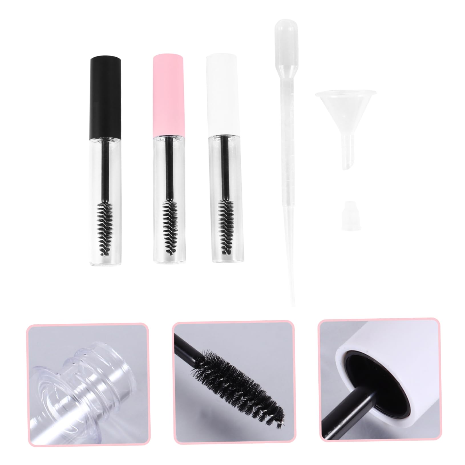 minkissy 2 Sets Leere Mascara-tuben 10 Ml Nachfüllbar Wimpern-tuben-set mit Tropfern Auslaufsicheres Design 32 Stück