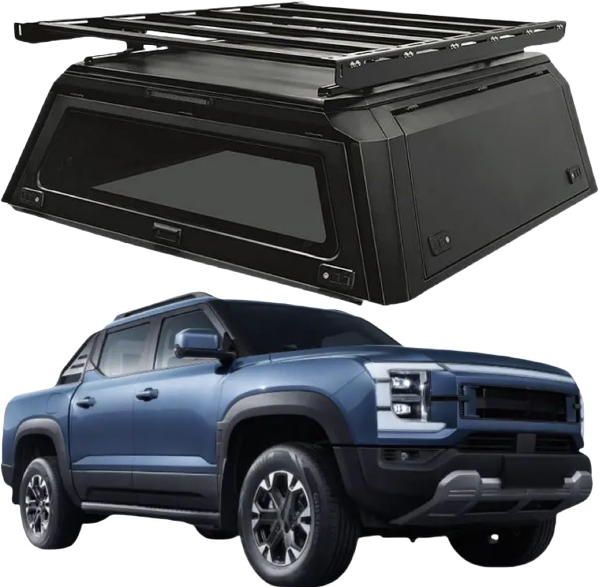 Custom-fit Anti-Rust Pickup Hardtop Canopy Aluminum Waterproof Truck Ute Camper Topper Bed Hard Top Truck Canopy Compatible for BYD Shark 6 Cap