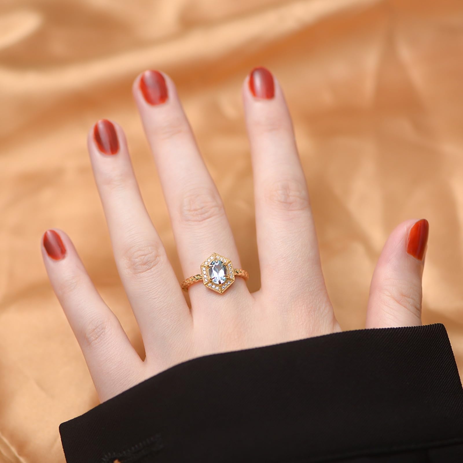 Bague pour femme en or jaune 9 carats avec topaze
