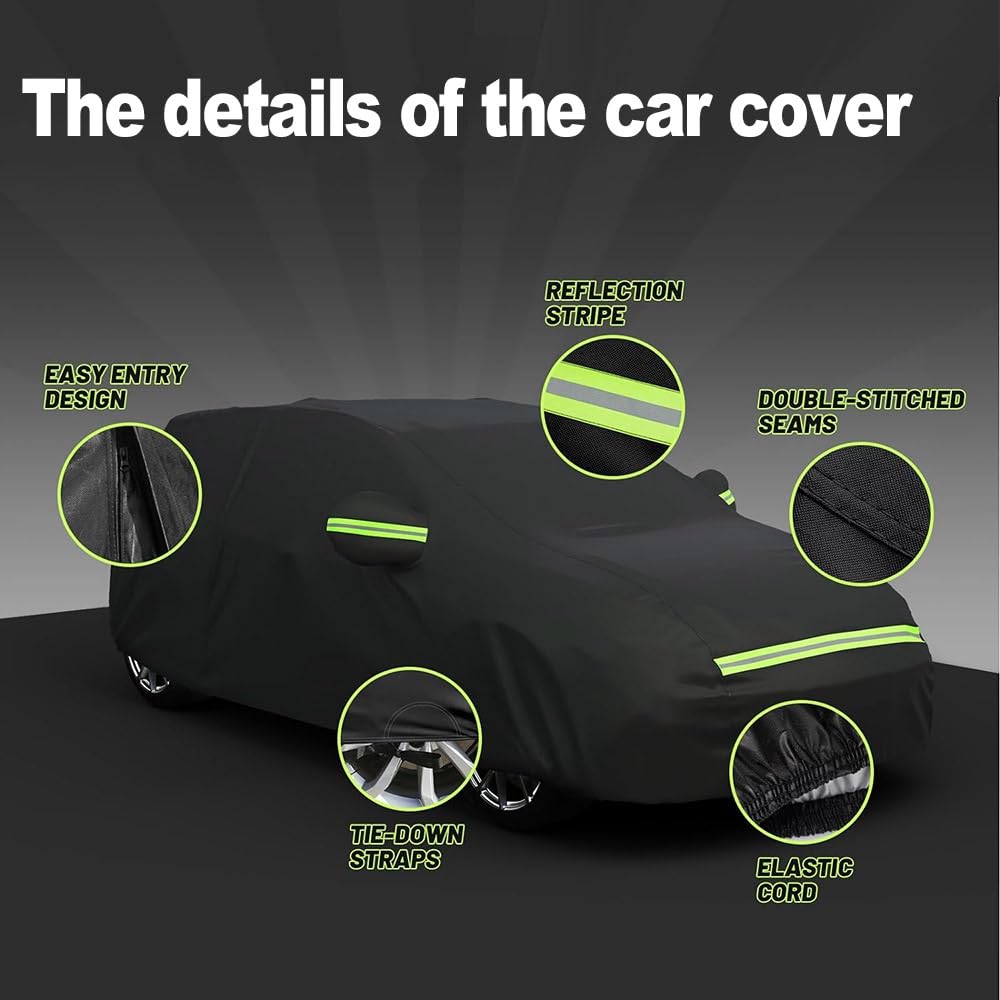 JSCARLIFE Copertura completa per auto, impermeabile, antivento, anti-neve, pioggia, polvere, sole, protezione UV, con cerniera laterale, universale, adatta per la maggior parte delle auto (SUV, M: 465