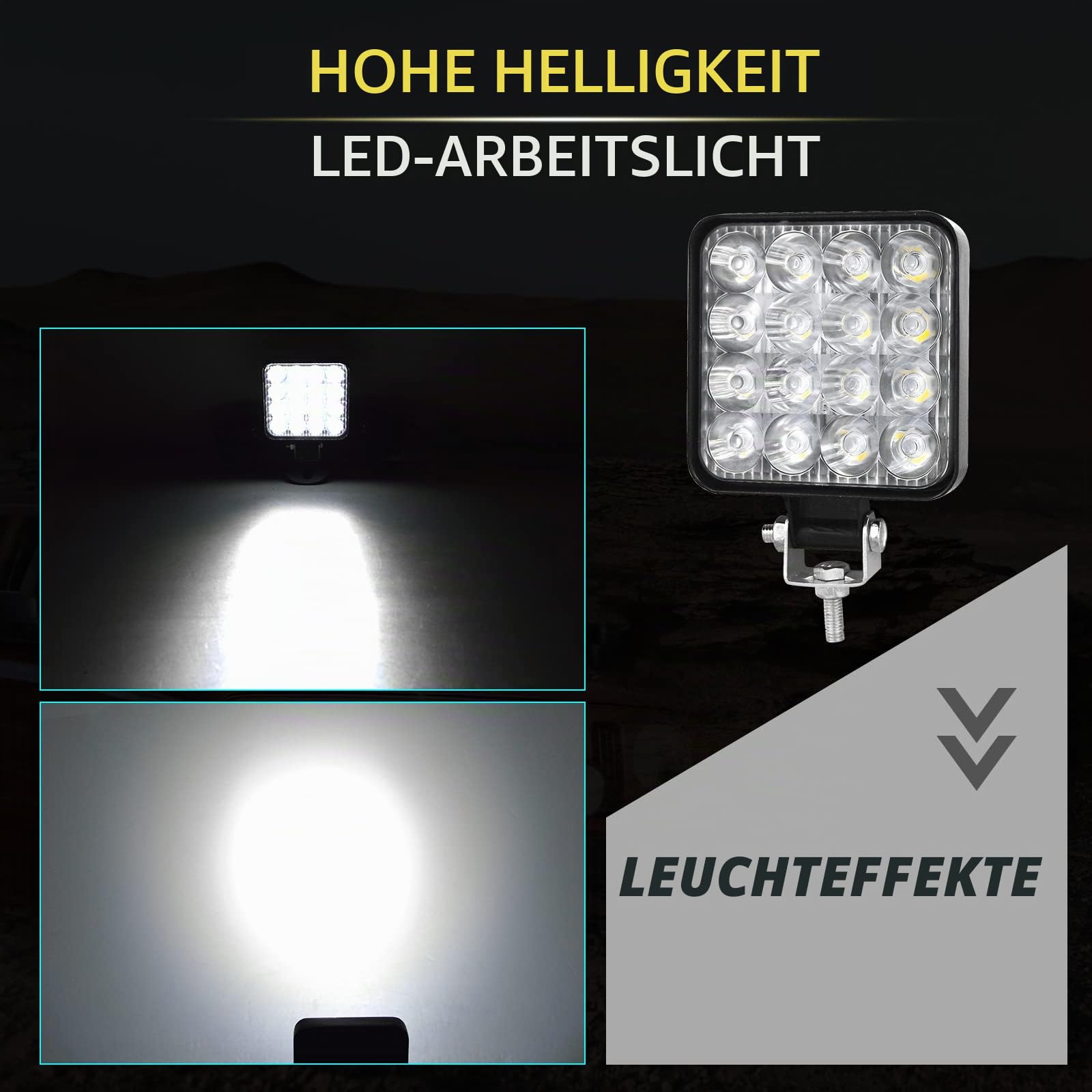 PICAA Mini LED Arbeitsscheinwerfer, 10 Stücke 3.3 Zoll 48W 12V 24V 6000K Weiß Led Nebelscheinwerfer für Auto Offroad 4X4 Traktor LKW