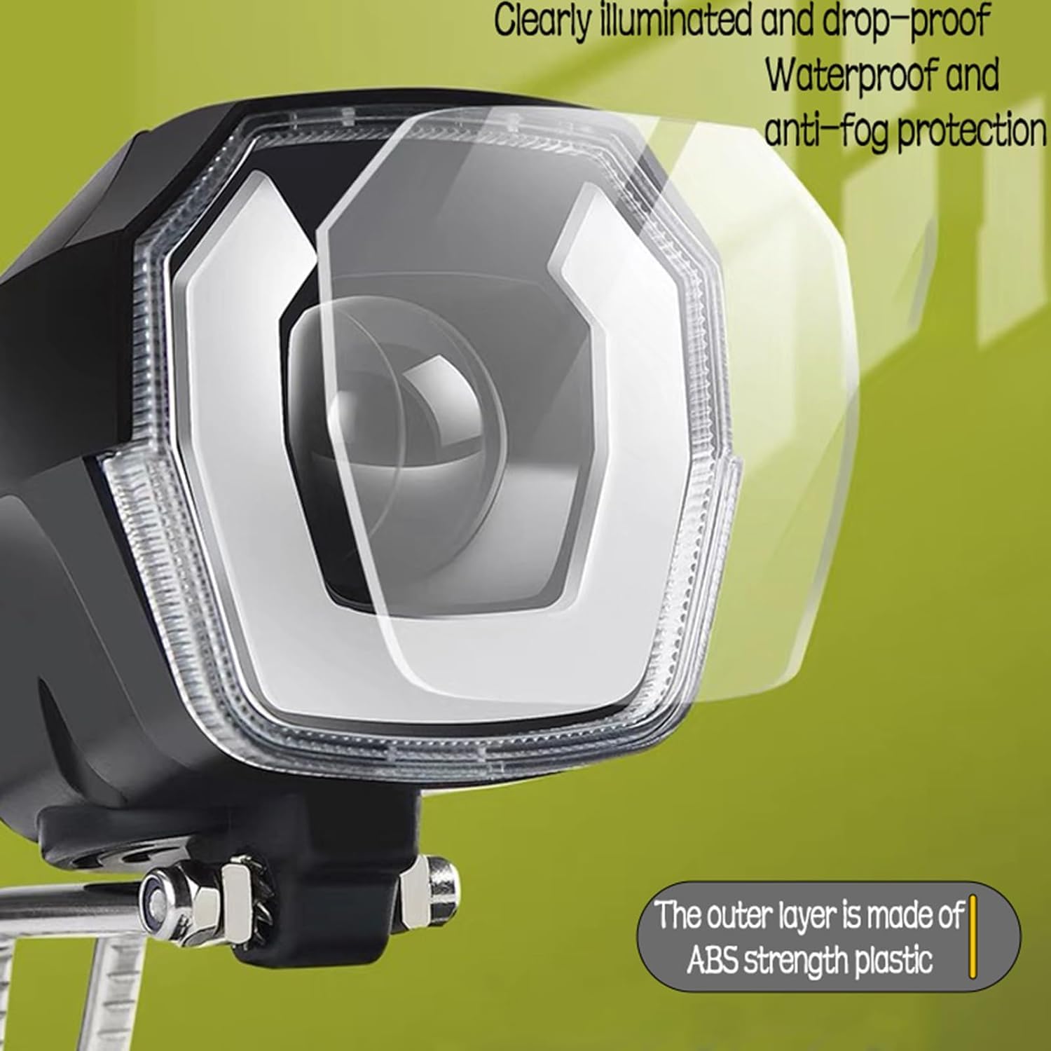 Electric Bike Headlight for Night Riding 3 Pins Male Connector LED Front Light 24V 36V 48V 52V Waterproof Ultra Bright Bike Safety Light for EBike Mounting on Front Fork