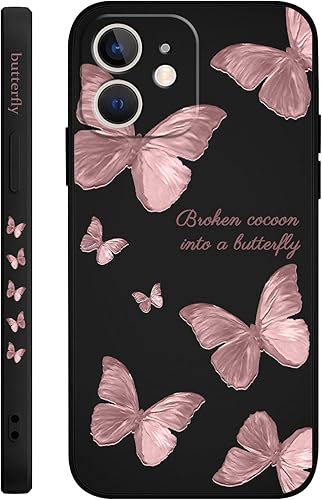 Miniatura 8 de LEECG Funda para iPhone 12 Mini, diseño creativo con estampado floral de mariposa de astronauta, funda para teléfono con forro de microfibra suave