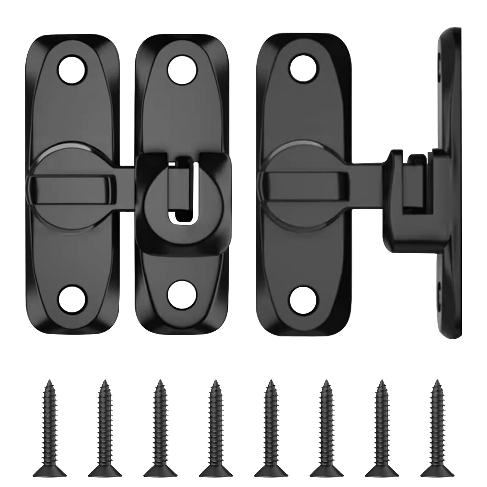 Bcautay 2 Pcs Flip Sliding Barn Door Lock, 90/180 Degree Sliding Door Lock