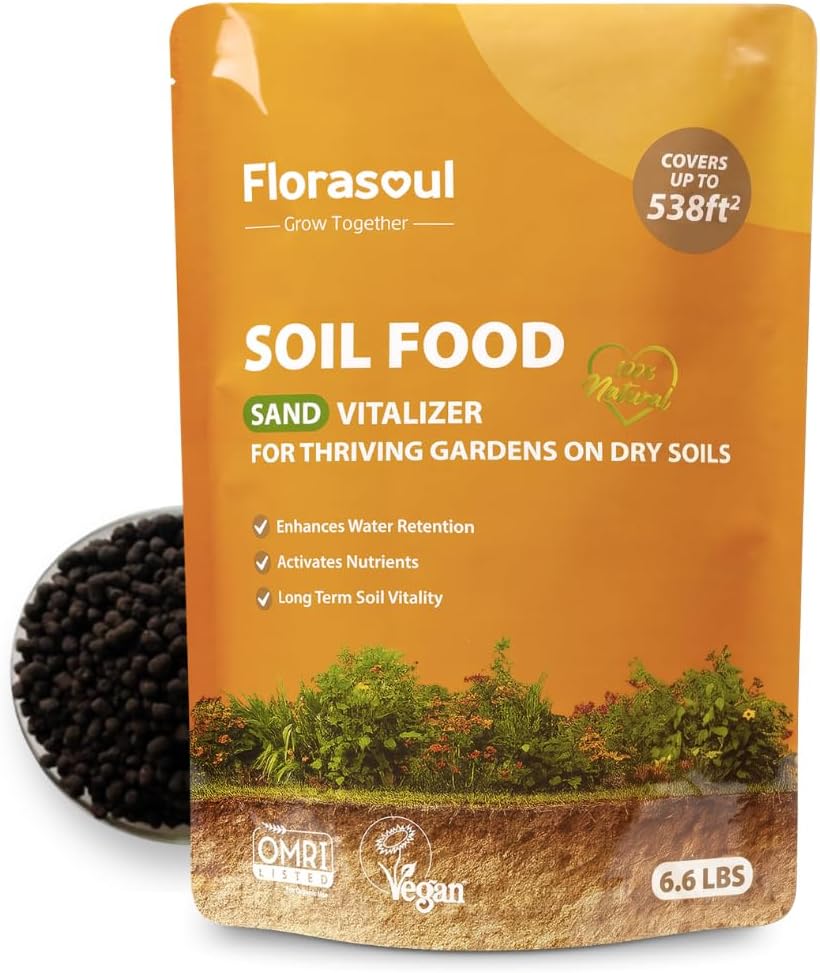 Florasoul® Organic Sandy Soil Conditioner (6.6 lbs) – High-Performance Water Retainer & Nutrient Booster – Plant-Based & Vegan – for Gardens, Lawns & Drought-Prone Areas