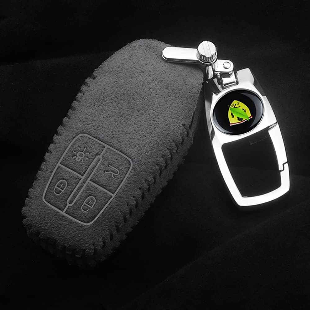 Car Remote Key Case for Ferrari ST90/812/F8/458/488 Shell Holder Car Key Fob Protector Cover with Key Chain Emblem Accessories,Black Yellow