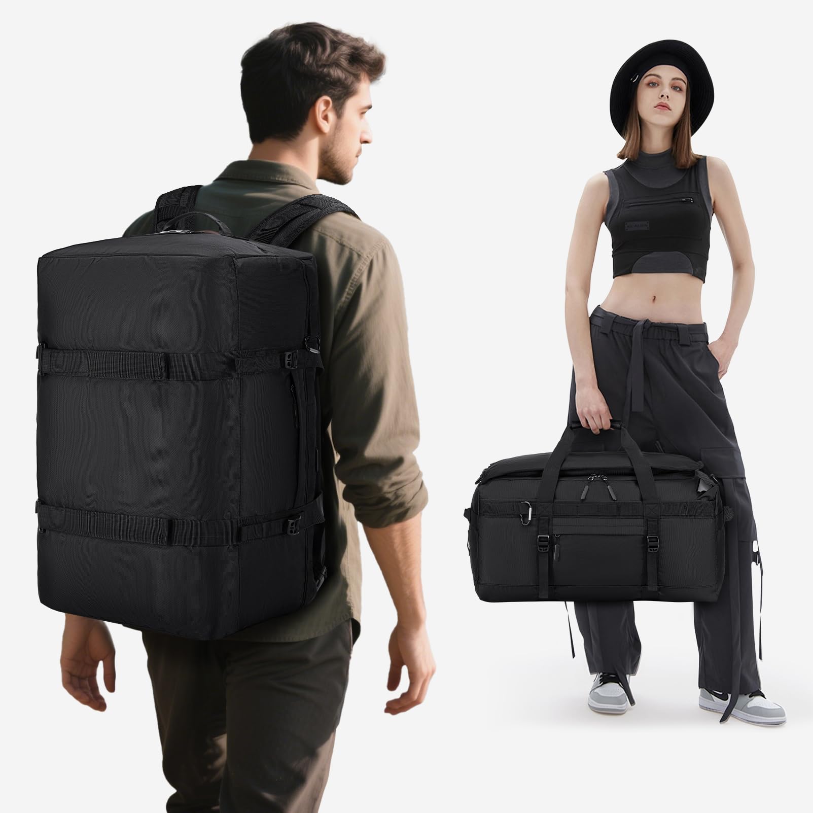 55x35x25cm KLM Bolsa Viaje Cabina Avion, 3 IN 1 Mochila Viaje Cabina Avion Impermeable Bolso de Mano Viaje Grande 50L Maleta Cabinas Travel Bag Bolsa Deporte con Bolsa Húmeda Mujer Hombre