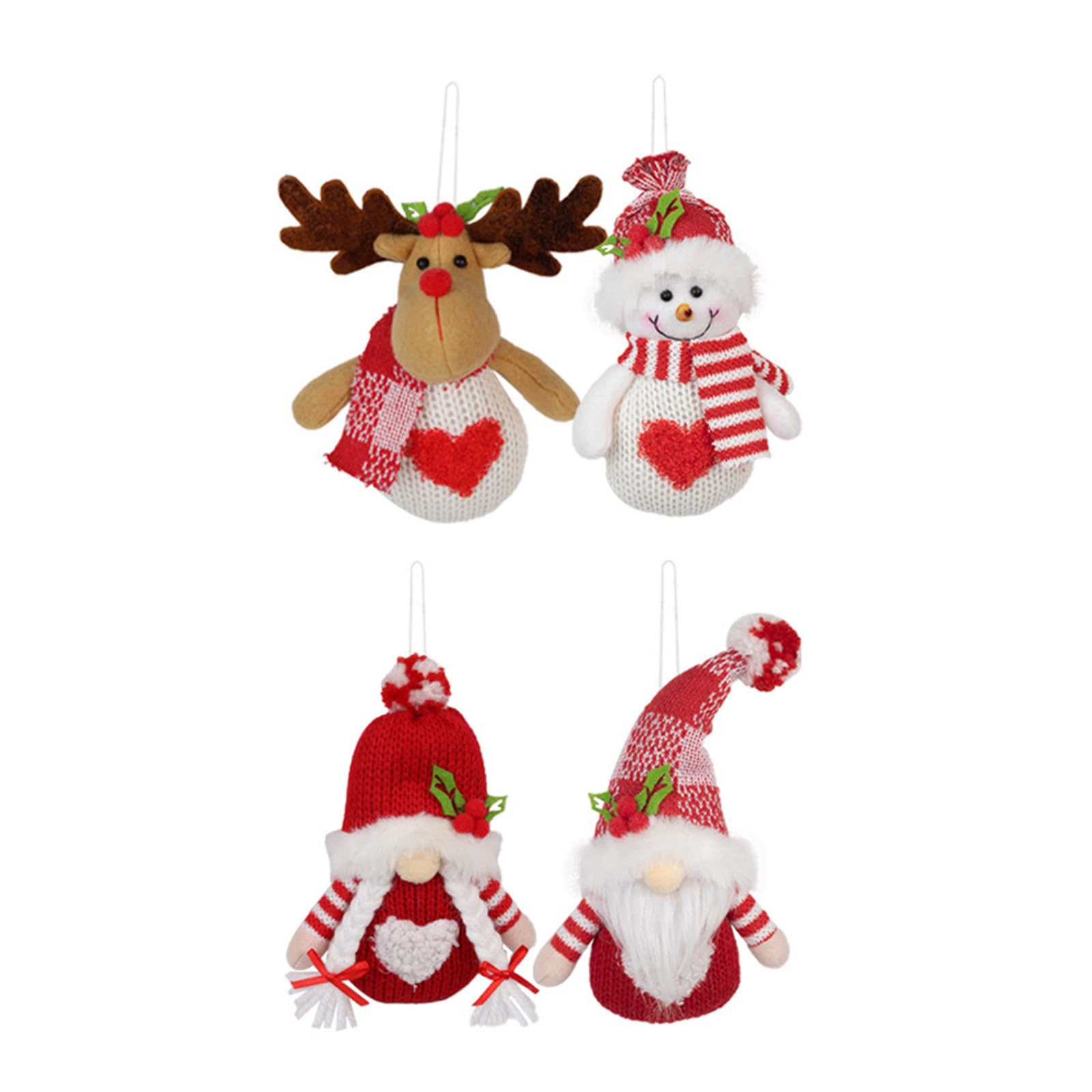 Jazuaiao 4Pcs Christmas Tree Hangings Creative Santa Snowman Deer Dolls Fabric Pendant Holiday Decorations for Indoor Outdoor Polyester Christmas Pendants
