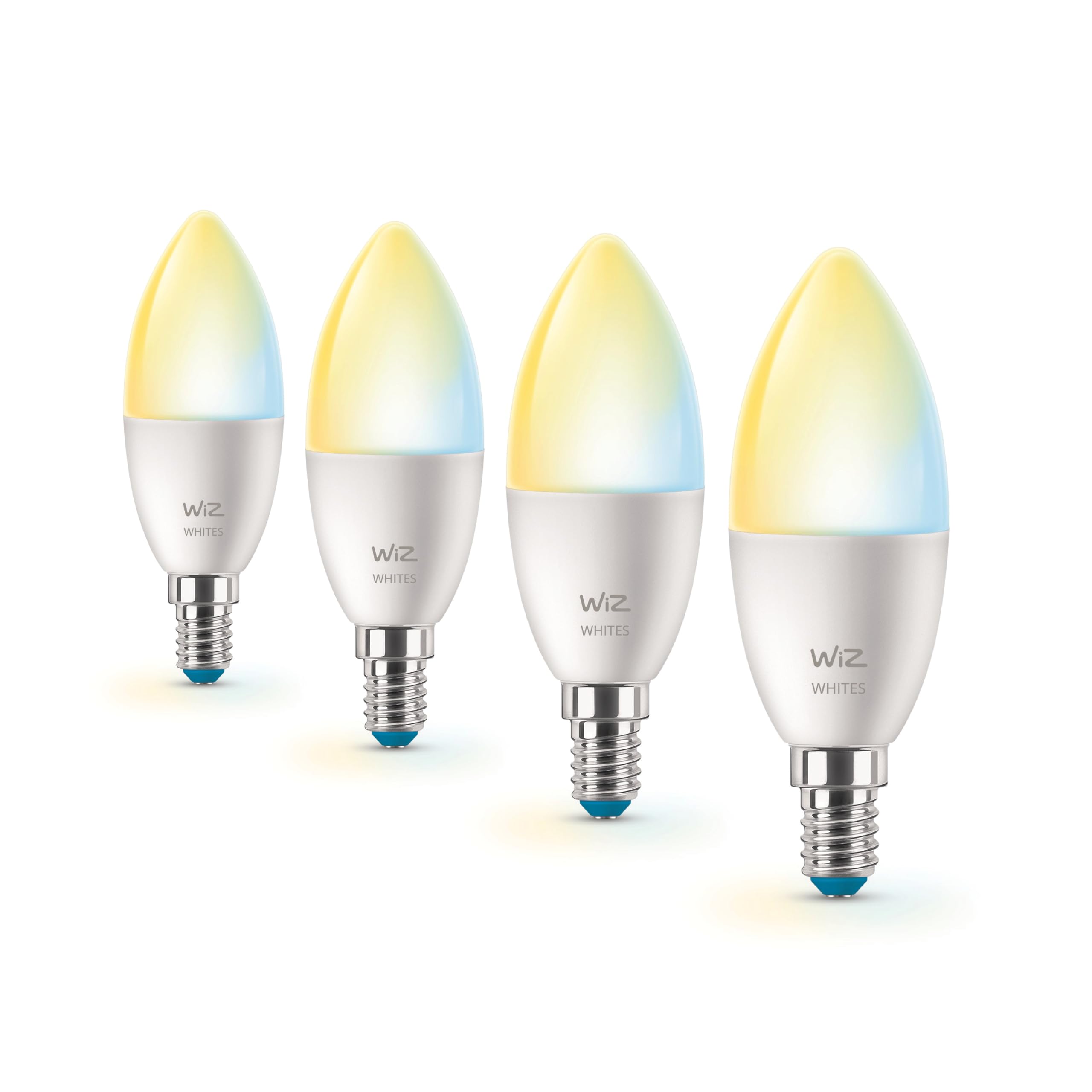 WiZ Conjunto Pack - E14-4 Bombillas Velas - Mat - 40W - 400lm - Luz blanca cálida a fría - Iluminación LED inteligente - Tunable White
