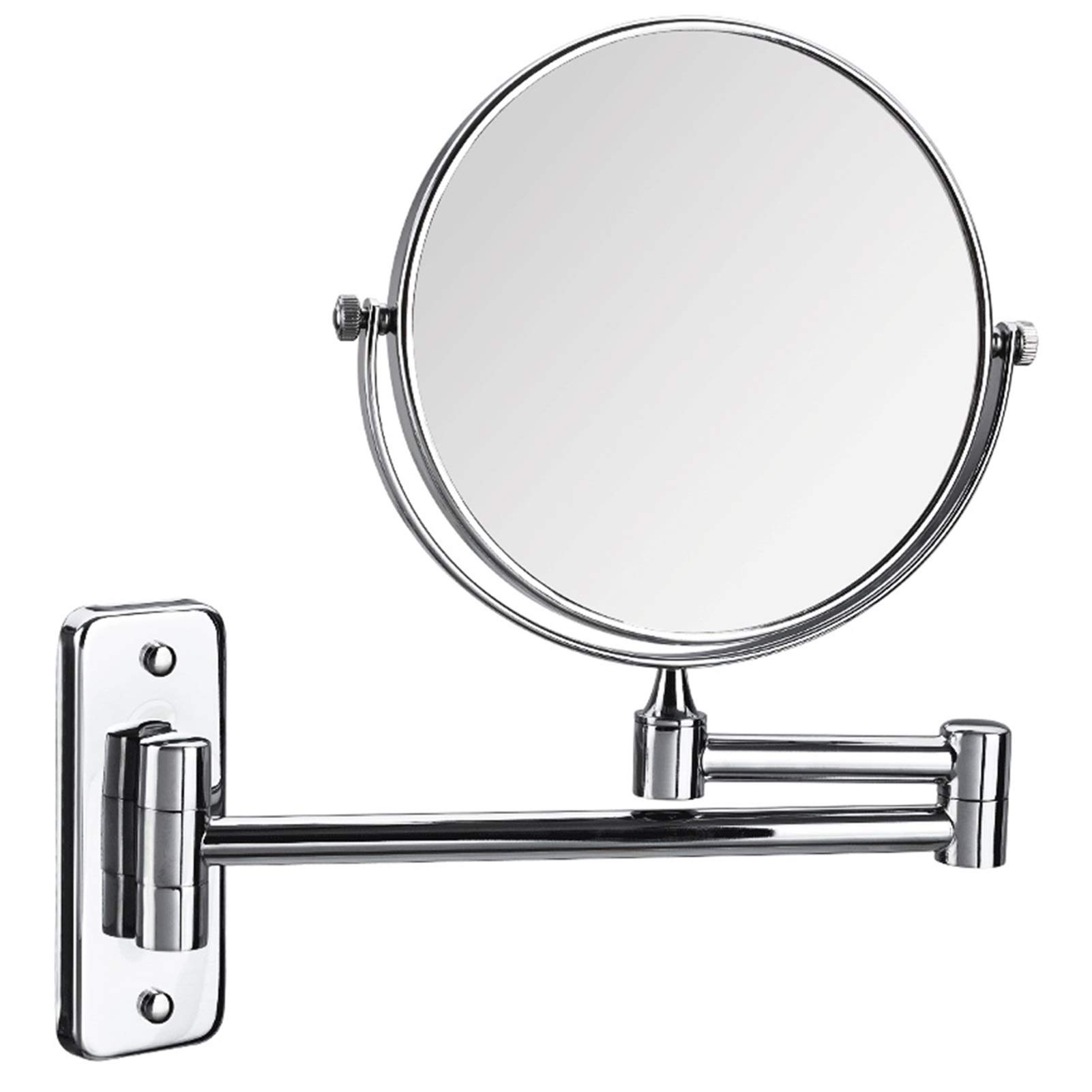 Montado en la Pared Espejo del Maquillaje de 6/8 Pulgadas 3X de Aumento Espejo para afeitarse, de Doble Cara Extensible Espejo de baño, Espejo de baño Acabado Cromo, Plata, 8 Inches