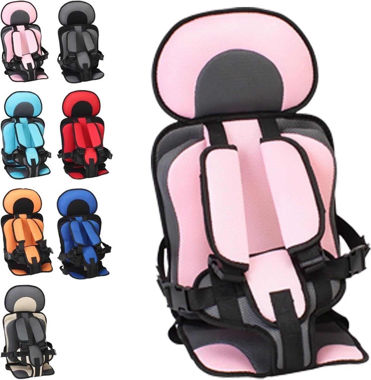 Auto-Kindersitz, Einfacher Tragbarer Auto-Sicherheitsgurt, Golfwagen-Kinderkissenpositionierer, Faltbares, Universelles Kissen For Flugzeuge Und Fahrzeuge(Pink,Large)