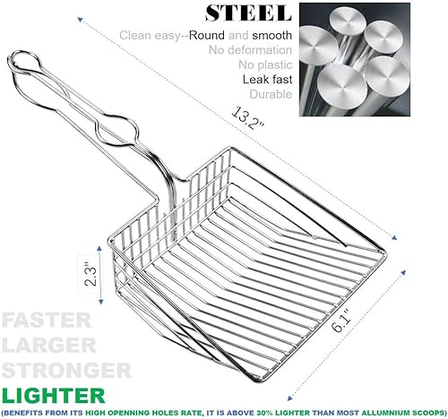 Miniatura 8 de Cuchara de arena de metal, tamiz de metal sólido, pala de metal para arena para gatos, cuchara de orina para gatos, cuchara de arena con soporte,
