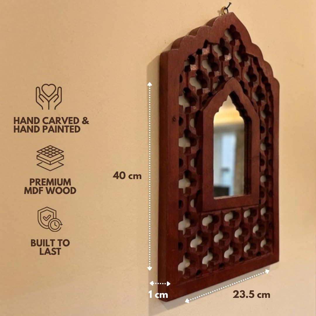 Mughal Jharokha Mirror - Handmade Wooden Wall Art -2