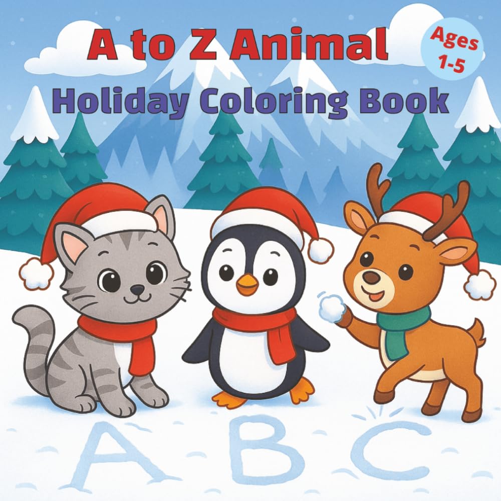 A to Z Animal Holiday Coloring Book: Alphabet Book for Kids 1-5 Years Old | Holiday Themed (Alphabet Coloring Books)