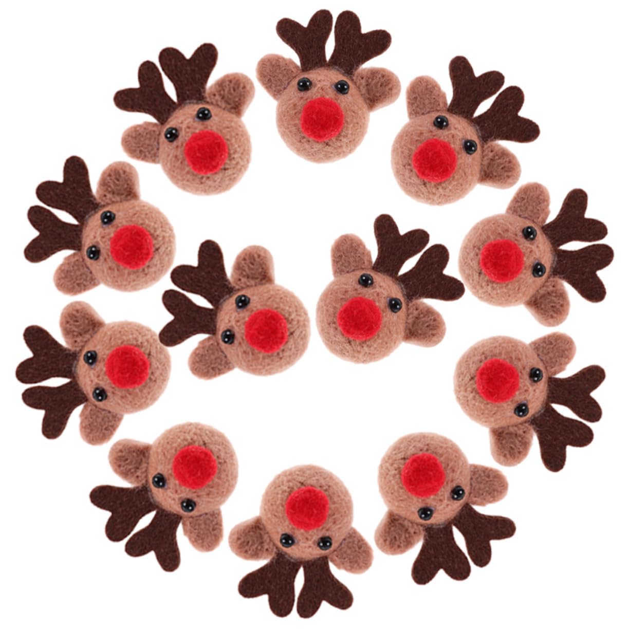 HOLIDYOYO 12 Piezas decoración pasadores de Pelo de Navidad Broche de Navidad Natal decoração Christmas Decor Adorno de Cabezas de Alce DIY Cabezas de Alce para Manualidades. Textura de Lana