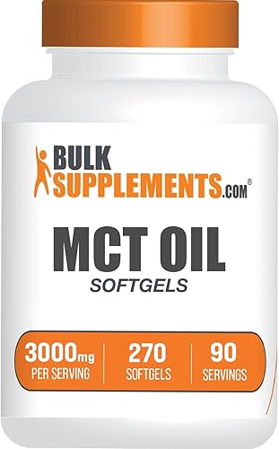 BULKSUPPLEMENTSCOM Cápsulas blandas de aceite MCT triglicéridos de cadena media - para dieta cetogénica y cetogénica - 3 cápsulas blandas 1000 mg