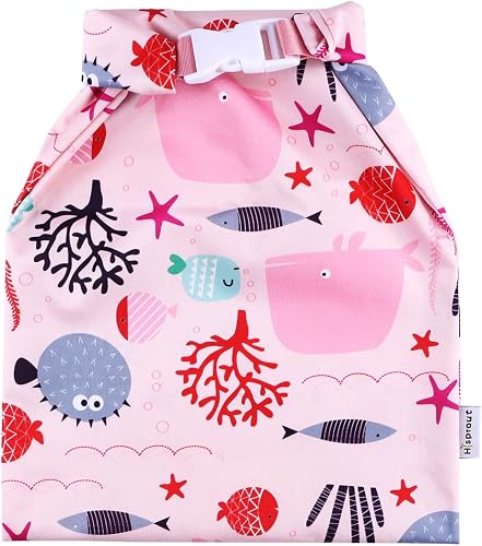 Grab and Go Waterproof Washable Reusable Diaper Wet Dry Bag (Pink Fish)