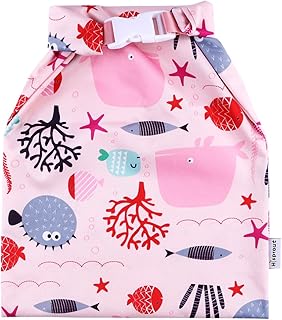 Hisprout Grab and Go Waterproof Washable Reusable Diaper Wet Dry Bag (Pink Fish)