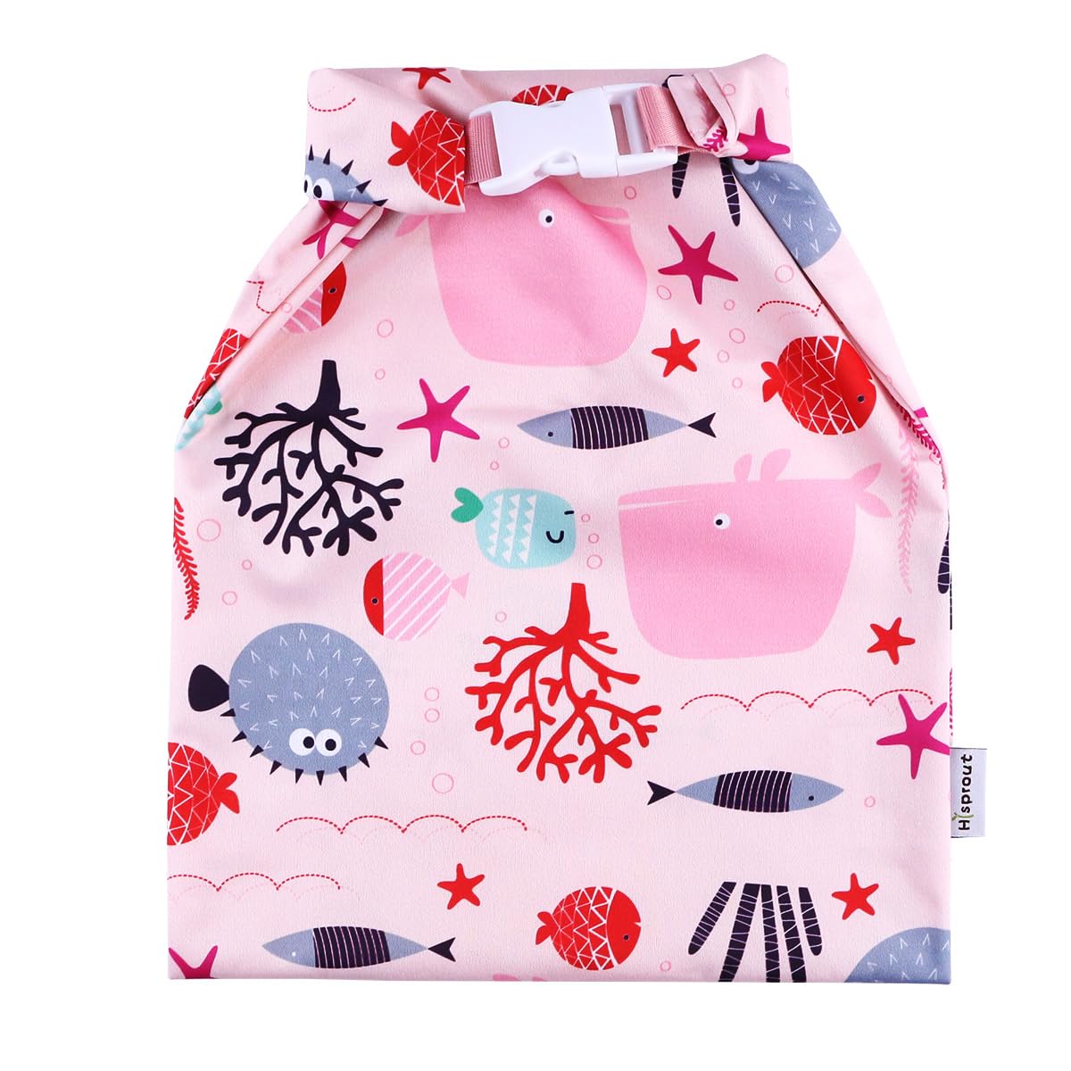 Grab and Go Waterproof Washable Reusable Diaper Wet Dry Bag (Pink Fish)