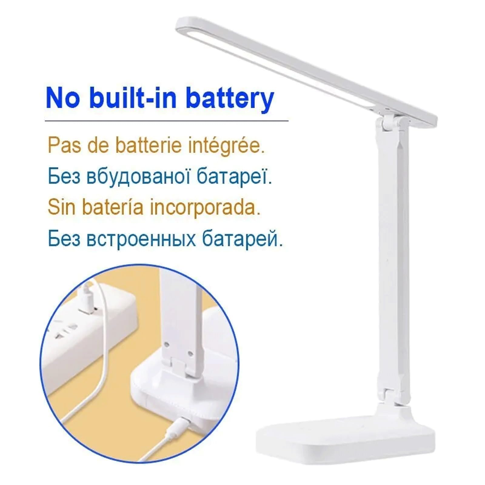 Luz de lectura LED regulable, interruptor táctil plegable, con puerto de carga USB, luz de oficina amigable con los ojos, lectura de dormitorio y luz nocturna de estudio