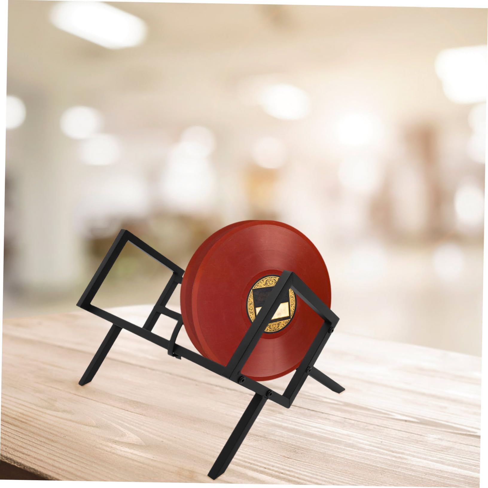 Scaffale Porta Dischi in Ferro Nero in Vinile Design Stabile e Aspetto Moderno, Supporto per CD e Vinili per L'organizzazione Desktop