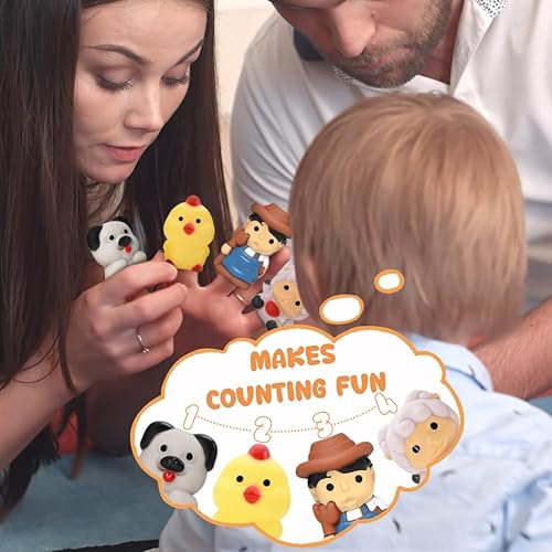 Miniatura 4 de Juguetes de aprendizaje para niños pequeños de 1, 2, 3 años, 20 marionetas de dedos de granja, juguetes de granero, contar, combinar y clasificar