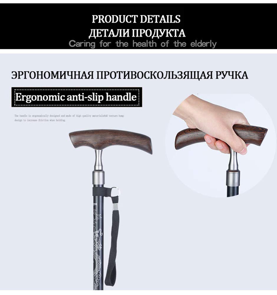 Bastone da passeggio regolabile, stampelle, in alluminio leggero, con manico ergonomico e cinturino da polso, ideale per la vita quotidiana per una mobilità limitata