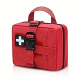 [THREE RABBITS]救急キット メディカルポーチ アウトドア ハイキング、ハンティング、旅行用 サバイバルゲーム 耐摩耗性素材 モーリースタイル ファスナーストラップ (レッド)