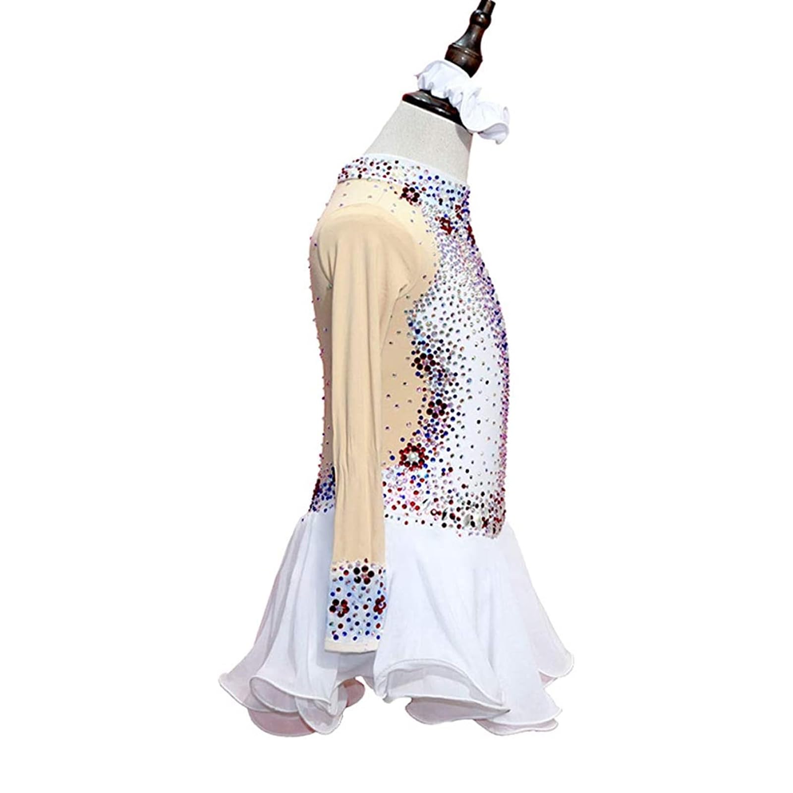 Sukienka Do Łyżwiarstwa Figurowego Z Długimi Rękawami, Rhinestone Girls Dance Unitard, Damska Odzież Do Tańca Na Zawody