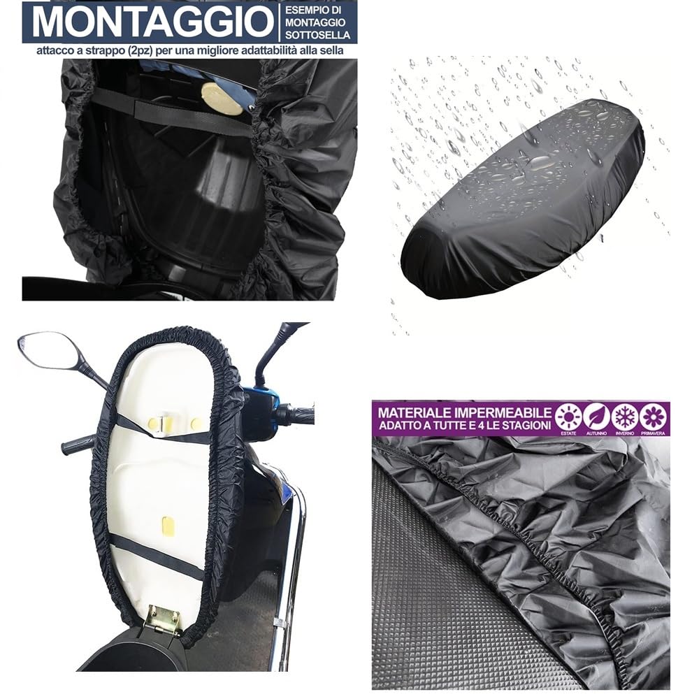 Kit para moto scooter funda cubremoto afelpada impermeable PVC + funda cubresillín de Oxford 75 x 120 cm compatible con Malaguti Madison 125 4T cubierta cubreescúter talla XL 246 x 105 x 127 cm