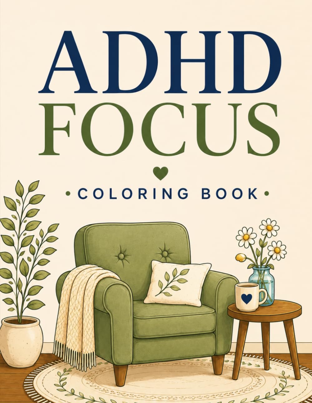 The ADHD Coloring Book: Focus & Flow: Mindful & Cozy Scenes for Stress Relief, Anxiety Reduction, and Calm Concentration