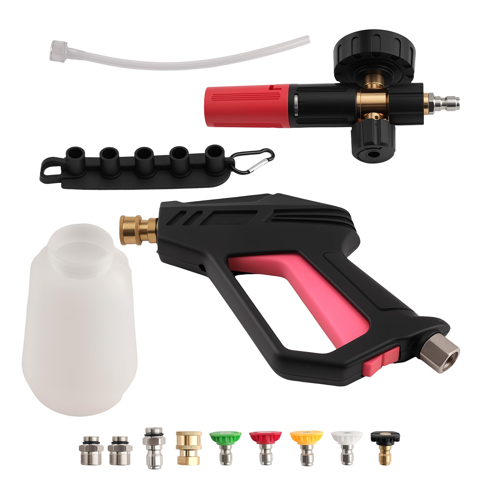 maXpeedingrods M22-15 mm High Pressure Washer Gun with 5 Spray Nozzle Tips Wash Spray Snow Foam Lance Cannon Kit with 1/4'' Quickrelease Connector for Cleaning Car Garden Boat Wall (4000 PSI)