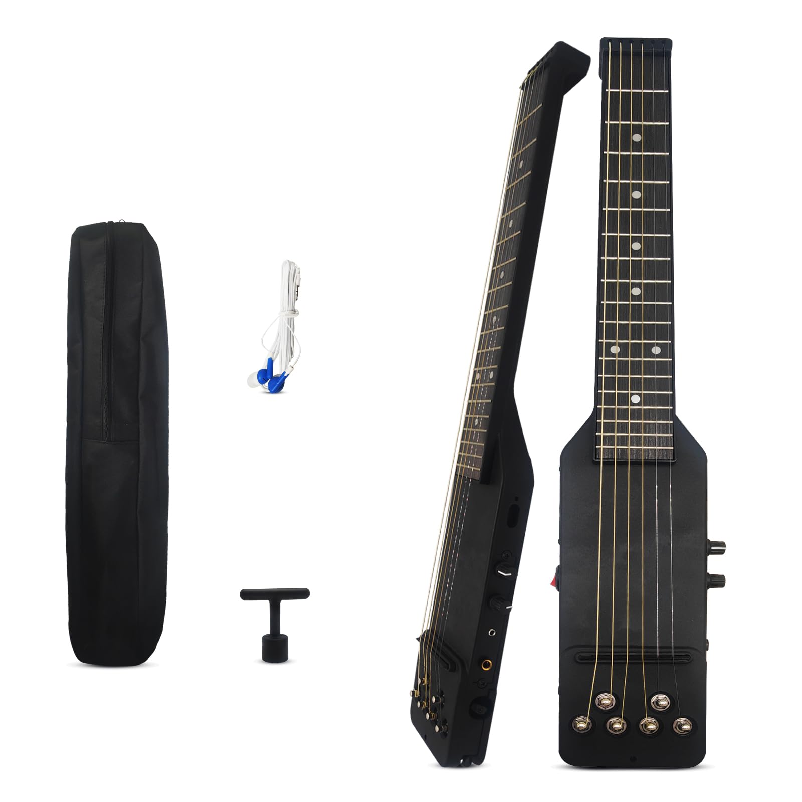 HauKuidt Electric Silent Travel Guitar,Headless Guitar Silent Guitar 6