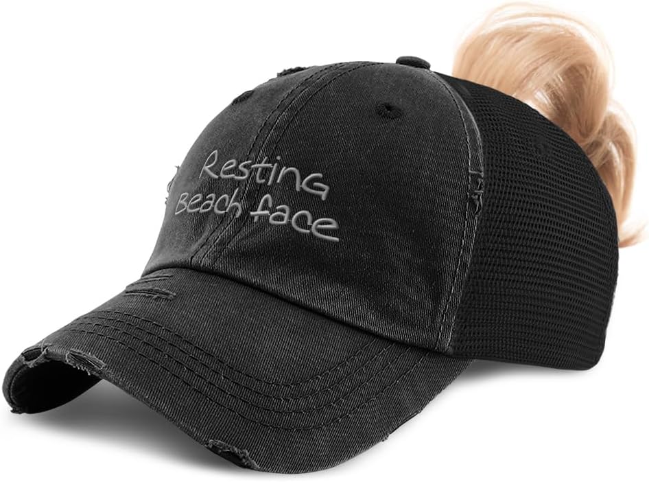 Speedy Pros Ponytail Cap Women's Baseball Cap Embroidered Resting Beach Face Embroidery Cotton