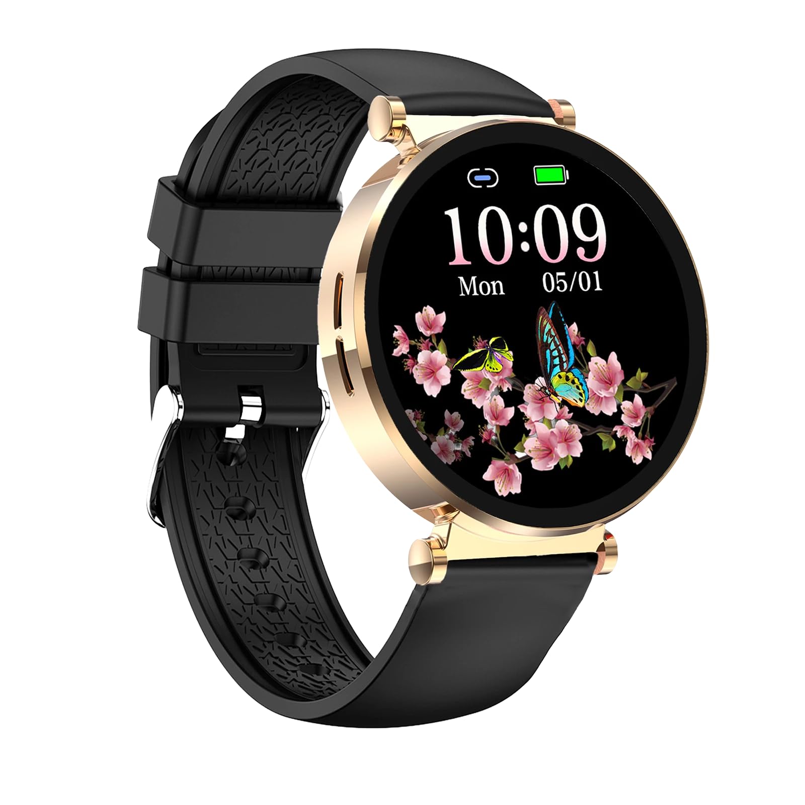 Knauermann Neo 2 - Reloj Inteligente Cuadrado Negro - ECG - Función HRV - Bluetooth BT - Apnea del sueño - Presión Arterial - Negro, Acero Inoxidable, Redondo, Dorado