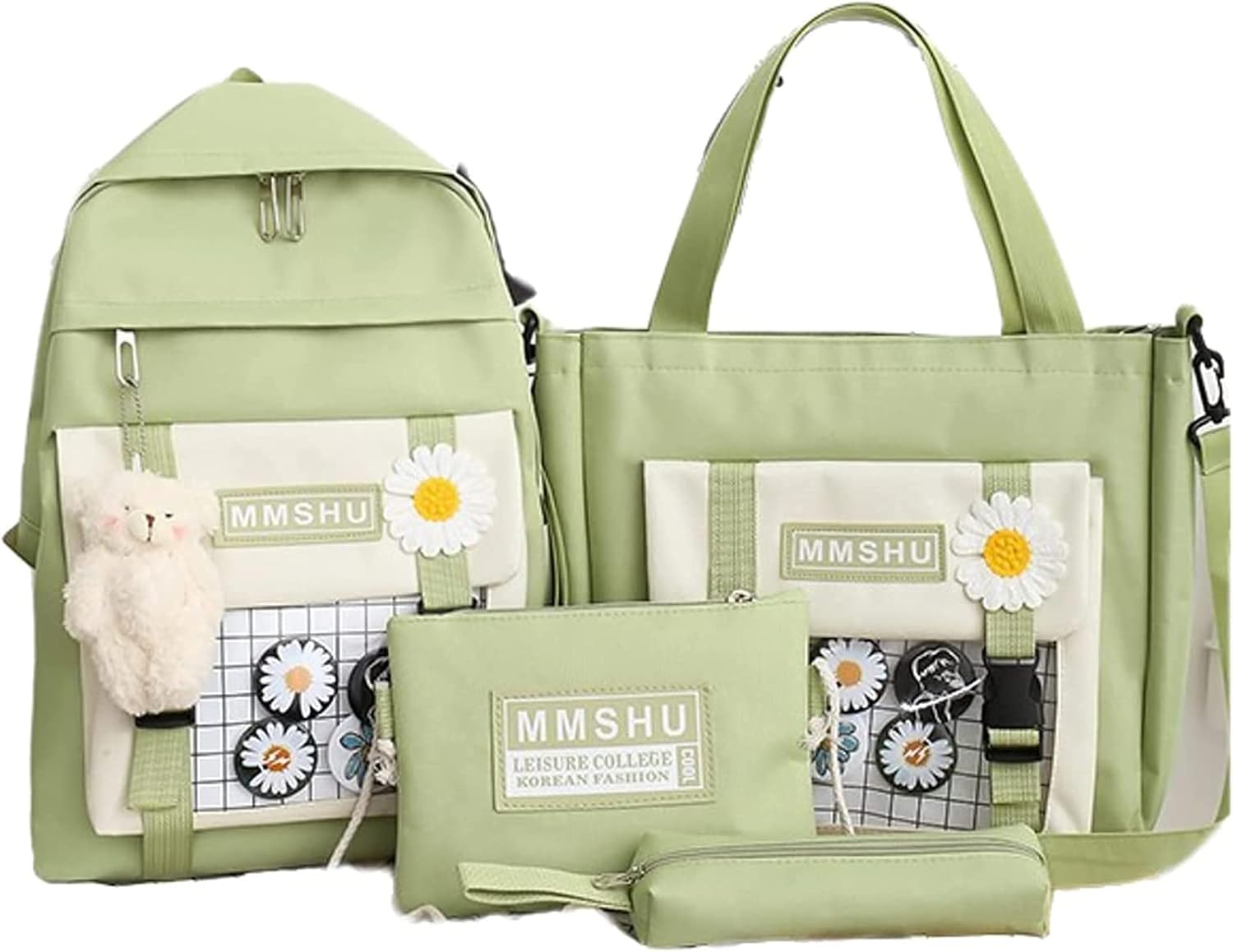 MQUN Kawaii School Bag FivePiece Canvas School Bag with