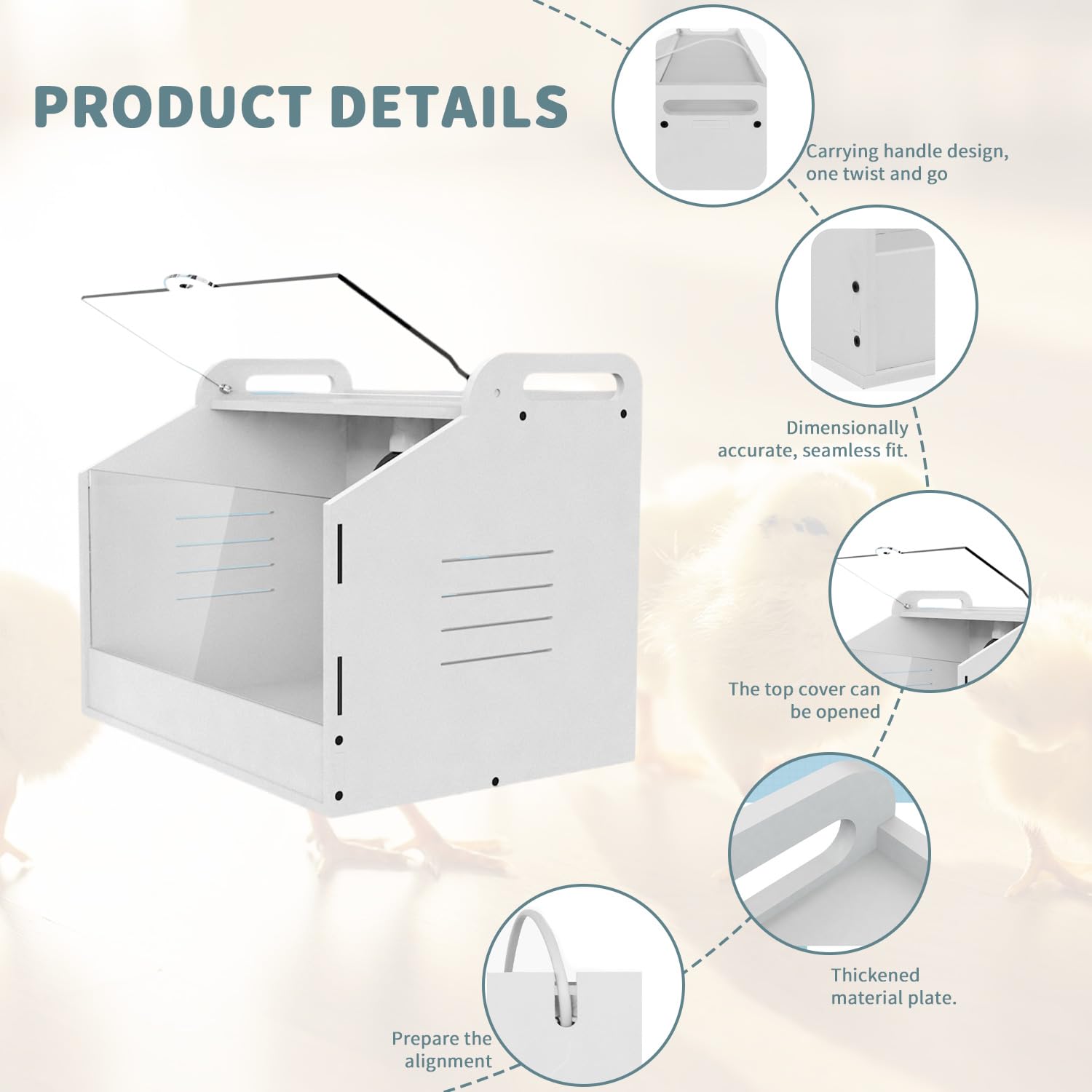 Equipo para incubadoras de Pollitos de Aves de Corral | caja de cría de pollitos, caja de cría con abertura transparente, con termómetro y lámpara para