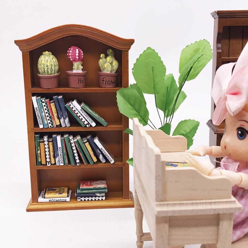 112 Dollhouse Miniature Bookcase Mini Wood Bookshelf for