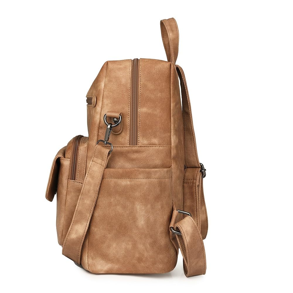 Mochila de cuero PU para mujer, bolso de hombro, mochila casual a la moda antirrobo, mochila de viaje grande para mujer