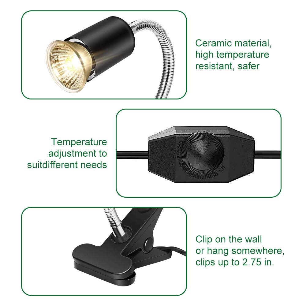 Lampada Riscaldante Per Tartarughe E Rettili 50W - Con Bulbo UVA/UVB E Morsetto Girevole 360° - Foto 10
