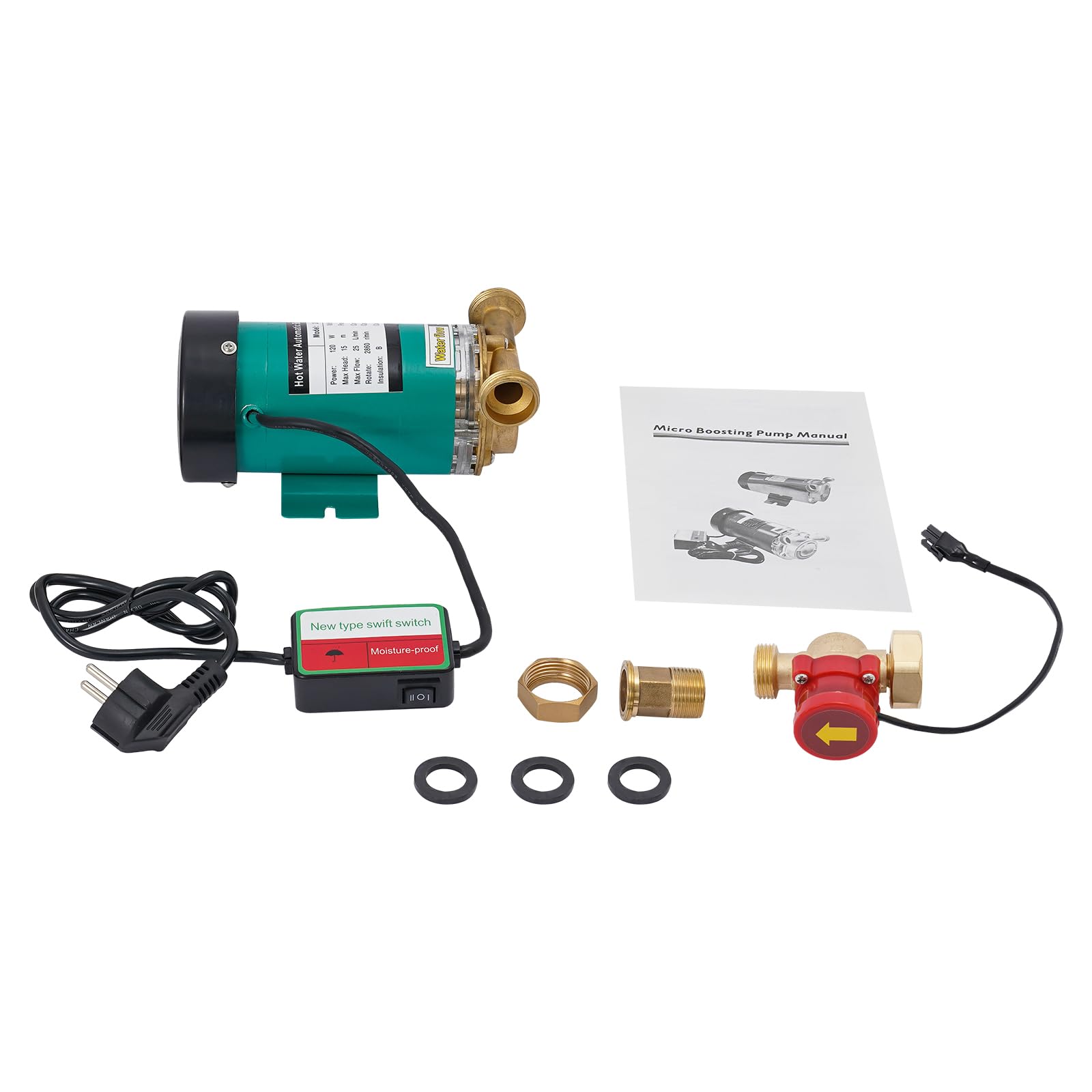 230V 120W Automatisch Druckerhöhungspumpe 2860rpm Max. Durchflussrate 25L/min Gartenpumpe Selbstansaugend Wasserpumpe für Teich Gärten