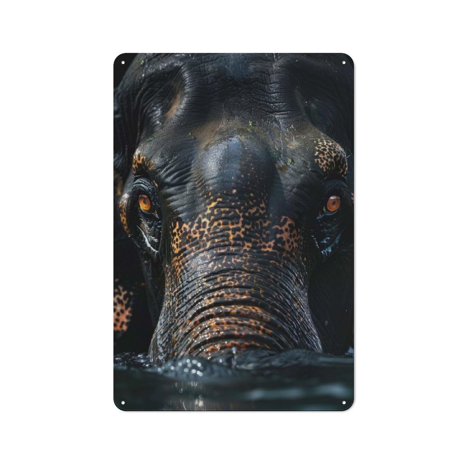 Junmoney Style-11 Elephant Portrait Photo Retro Metal Sign 30X20cm For Garage Or Workshop, With Clear Retro Wall Decor Character