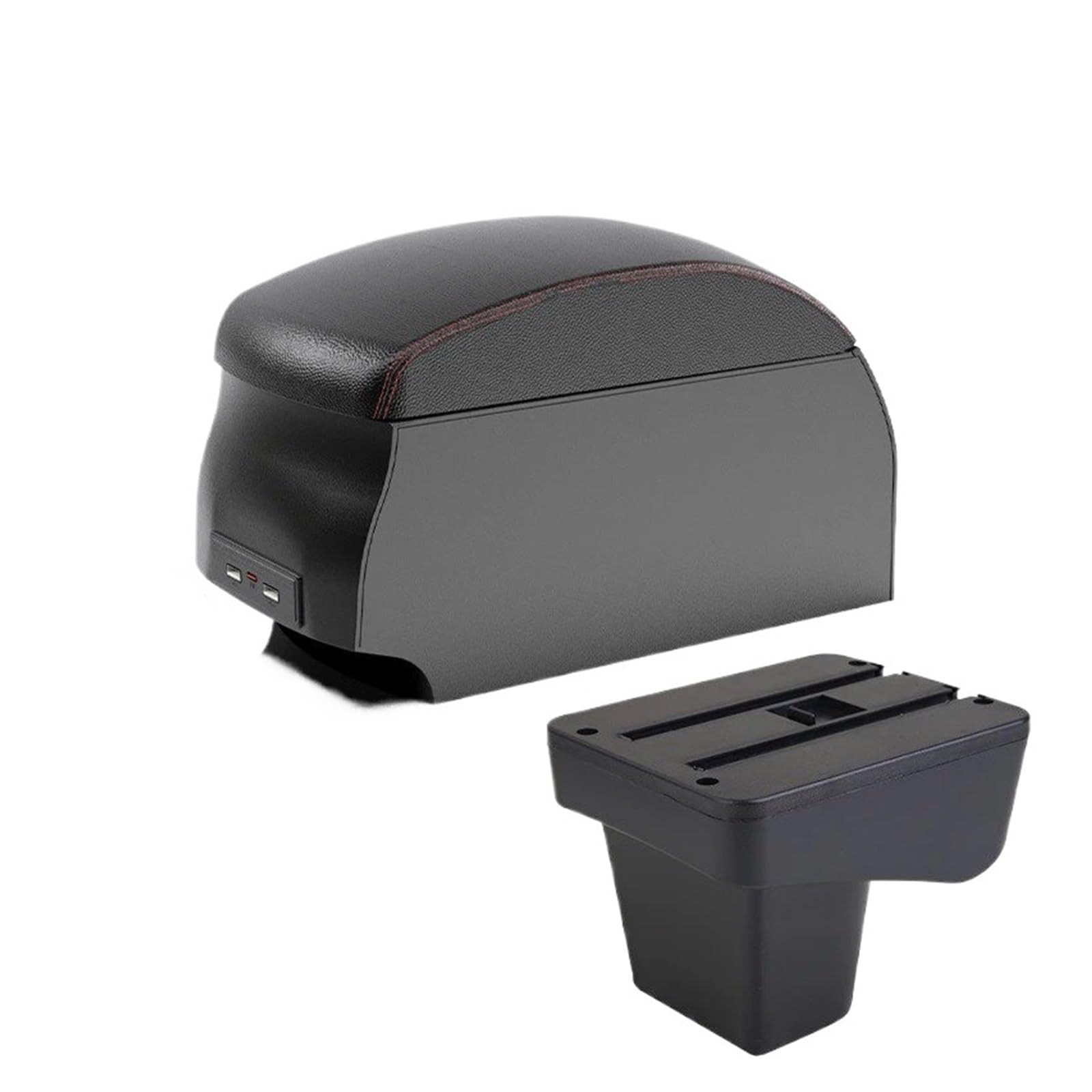 Hguvsjd Armrest Box For Suzuki For Vitara Armrest Center Storage Box Retrofit Parts Dedicated Interior USB Car Armrests(B Black Red double)